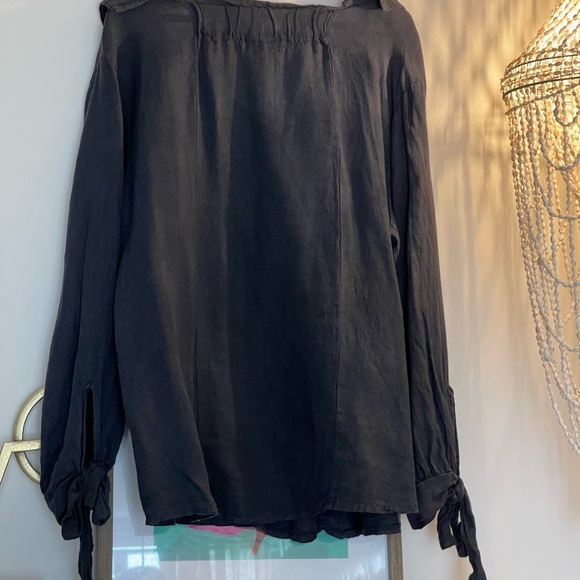 Tempo Paris, long sleeve linen blouse Sz XL - Picture 4 of 4